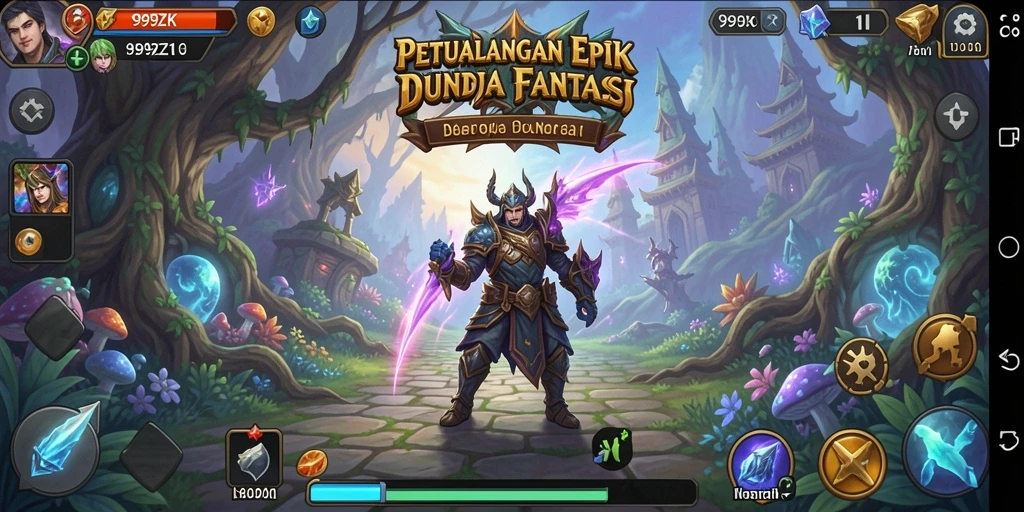 Tampilan gameplay menarik dalam dunia fantasi 999ZK.