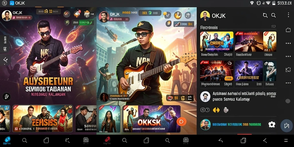 Tangkapan layar gameplay menunjukkan pengguna sedang menikmati musik di OKJK.