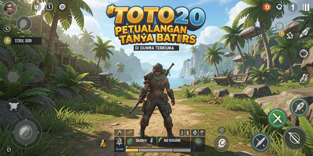Screenshot gameplay TOTO20 yang menampilkan dunia terbuka yang luas.