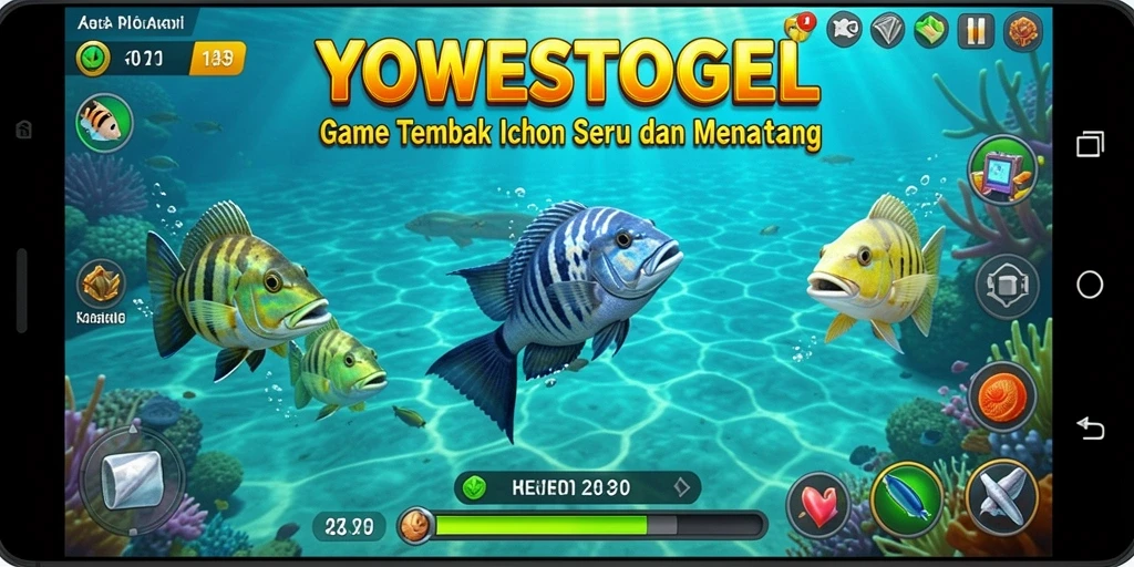 Tampilan gameplay seru YOWESTOGEL saat menembak ikan.
